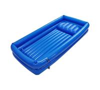Generic Inflatable Bathtub Portable PVC Tub Bedside Shower Bath Tub Ergonomic Leakproof Fast Drainage Comfortable Pillow Suitable for Adults Elderly Home Bath, Blue