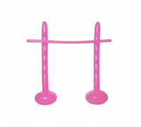 Generic Inflatable Jumping Pole Portable Bar Game Interactive Entertainment Stable Water-Fillable Base PVC TPU Construction Multiple Height Pegs Suitable for Beach Park, Pink, 145x130cm