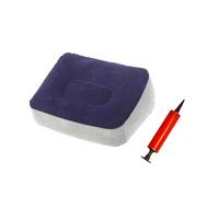 Generic Inflatable PVC Travel Footrest 37x28cm Flocked Surface and Portable Hand Pump 2pcs Set, Outdoor Foot Stool for Airplane and Camping, Gray Blue Random Color Random Color