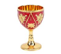 Generic Integration Wine Cup, High -end -Exquisite Elegant Decorative Rose Pattern Portable 30 ml Alloy Wine Cup Goblet European Style for Home Use (Gold Red)