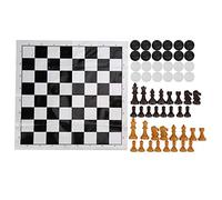 Generic International Chess Games Set Toy Plastic Chess Draughts Checkers Play Toy Imitation Wood Color Games