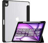 Generic iPad Air 11 inch Case M2 2024 with Pencil Holder iPad Air 5th/4th Generation Case 10.9 inch Hard Shell Stand Cover, Auto Sleep/Wake (Black)