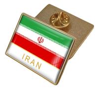 Generic Iran Flag Brooches Pins National Flag Lapel Metal Pin Badge Iran Map Crystal Brooch Iran Vintage Lapel Pins Jewelry Gift, 1.26*0.91inch/32*23MM, Style 4