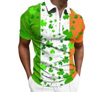 Generic Irish Day Men's Funny Leprechaun Shamrock 3D Print Graphic Prints Short Sleeve T-Shirt, White, M