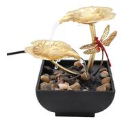 Generic Iron Lotus Leaf Water Fountain, USB Tabletop Decoration with LED Lights and Silent Pump, for Living Room Office Desk