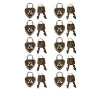 Generic Iron Padlock Diary Lock 10pcs with Two Keys Heart Shaped Rust-Proof and Sturdy Portable Security Lock for Luggage and School Bags for Occasions When You Go