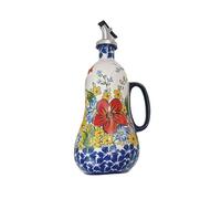 Generic Italian Ceramic Olive Oil Dispenser Bottle, 700ml, Hand Painted, Drip-Proof Spout, Reusable, Storing and Dispensing Olive Oil, Other Oils, Coffee Syrups, Vinegars, and Sauces
