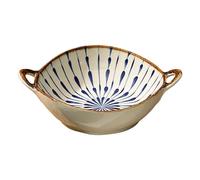 Generic Japanese Ramen Bowl: Hand-painted Ceramic, 700ml, Blue, Stackable, Double-handled, Multifunctional