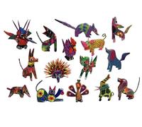 Generic JDProvisions 5 Pieces, Alebrijes, Oaxaca Folk Art Wooden Hand Carved and Painted 2-3” Figurines Mystical Spirit Animals by La Mexicana Imports, LMI-ALE5
