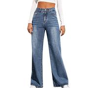 Generic Jeans for Women UK Loose Wide Leg Jeggings High Stretchy Waisted Jeans Women Pull on Skinny Fit Jeans Casual Elastic Denim Trousers Spring Comfy Denim Leggings Pants