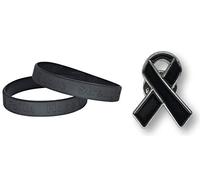 Generic Jeirles Wholesale - Murder Victims Awareness Bracelet & Black Enamel Ribbon Pin With Metal Clasp - Made To Last - Show Your Support For Murder Victims Awareness