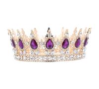 Generic Jeweled Tiara Drop-shaped Baroco Style Wedding Tiara with Alloy Crystal Rhinestones Lightweight Comfortable to Wear Elegant Headband for Birthday Party and Kinds of Parties