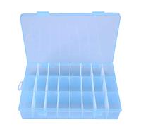 Generic Jewelry Plastic Storage Box 24-Grids Adjustable Organizer for Small Components Nuts Screws Compact Durable PP Material Orange Pink Blue 7.87x5.12x1.38inch (Blue)
