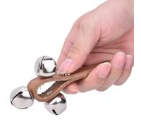 Generic Jingle Hand Bells 3 Bells Leather Musical Educational Percussion Instrument for Kids and Adults Brown Color 14.5 X 7 X 0.8cm