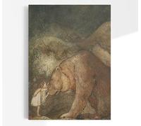 Generic John Bauer She kissed the bear on the nose | Among Gnomes and Trolls Print Art Nouveau Painting, Wall Art, Poster, Picture