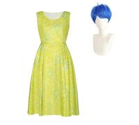 Generic Joy Cosplay Costume Anime Movie Inside Out 2 Yellow Dress up Halloween Costume Full Set, Large, Lele Set+wig
