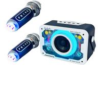 Generic Karaoke microphone Bluetooth wireless speaker Karaoke party singing machine speaker Mini portable, support TF card U disk AUX input (White (2 microphone))