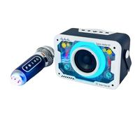 Generic Karaoke microphone Bluetooth wireless speaker Karaoke party singing machine speaker Mini portable, support TF card U disk AUX input (White (1 microphone))