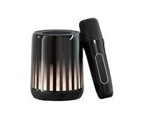 Generic Karaoke wireless Bluetooth speaker subwoofer home KTV microphone K song one microphone sound noise reduction HIFI color lights double microphone duet (Vertical speaker (1 microphone)), BK201