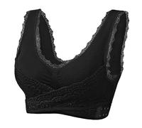 Generic Kendally Bras for Older Women,Comfy Corset Bra Front Cross Side Buckle Lace Bras No Underwire T Shirt Bras for Seniors Tshirt Bras for Women Black XL