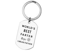 Generic Keychain, World's Best Farter Oops I Mean Father, Stainless Steel, Modern, Oval, Key-chains, Unisex-Adults