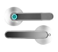 Generic Keyless Smart Door Handle Lock with Biometric Fingerprint for Home Security, Zinc Alloy in Chrome, Fits Doors 1.4-2.2" Thickness, 50 Fingerprint Capacity, 4 Unlocking Methods for Family Use