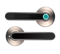 Generic Keyless Smart Door Handle Lock with Biometric Fingerprint for Home Security, Zinc Alloy in Chrome, Fits Doors 1.4-2.2" Thickness, 50 Fingerprint Capacity, 4 Unlocking Methods for Family Use