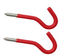 Generic Keypak Screw-In Small Round Hooks, Red Pvc Coated, Rust Resistant For Garage, Shed, Gym, Home (2Pk)