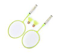 Generic Kids Badminton Racket Set with 2 Balls for Fun Outdoor Activity, Ideal Educational Toy for Enhancing Coordination, Made of Sturdy Iron Alloy and Nylon, 20.2x53.5cm (Fluorescent Yellow)