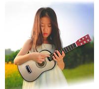 Generic Kid's Beginner Guitar Toy for Inspiring Creativity + Beautiful Appearance + Safe & Attractive Playtime (Wood Color)