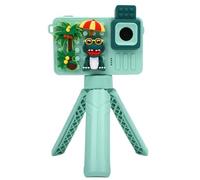 Generic Kids Digital Camera STEM Educational Toy HD Video Camera with DIY Dinosaur Puzzle Tripod Stand for Children Toddlers Plastic Silicone Built in Battery (Green)