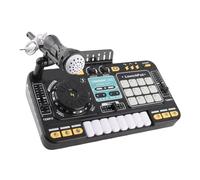 Generic Kids DJ Mixer Toy Set 2 in 1 Fun Musical Instruments for Ages 3+ with Bluetooth Recording and Light Show (Black)