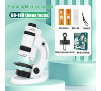 Generic Kids Educational LED Light Microscope 60-180X Magnification Toy for Science Experiments and Discoveries Suitable for Children 6 and Above, Portable and Durable Black Plastic