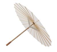 Generic Kids Paper Parasol Elegant White DIY Art Umbrella for Beach Photography Props, Chinese Style Umbrella for Role Play and Decoration (83cm)