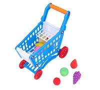 Generic Kids Shopping Cart Set with Pretend Play Food and Accessories for Early Learning Development Counting Skills Hand Eye Coordination (Blue)
