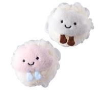 Generic Kids Sponges for Bath - 2 Count, Soft Bath Sponge Set, Cute Animal Design, Polyester, Net Style, White Clouds + Pink Clouds