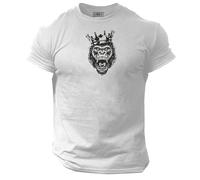 Generic King Gorilla T Shirt Gym Clothing Bodybuilding Training Workout Exercise Boxing MMA Gymwear Top - Black Print (UK, Alpha, M, Regular, Regular, Grey)