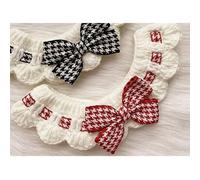 Generic Knitted Cat Bib, Decorative Comfortable Wool Pet Collar Multi Functional Cute Bow Keep Clean for Photography (L (30-35cm))