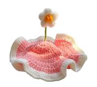 Generic Knitted Cat Flower Hat Adjustable Tie Soft Crochet Design for Birthday Parties and Photo Shoots (M)