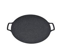 Generic Korean Grill Pan, Kbbq Grill Round Bbq Griddle Korean Bbq Iron Nonstick Grilling Tray with Bag for Induction, Gas Stove, Electric Cooktop, Indoor or Outdoor Grilling (41CM)