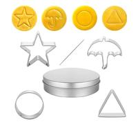 Generic Korean Sugar Candy Cookie Cutter Set, 4-Piece Stainless Steel Umbrella Triangle Star Round Biscuits Molds, Cookie Cutters Tin Box for Sugar Game