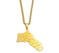 Generic Kurdistan Gold Plated Map Pendant Necklace with 45cm chain Size 5cm x 3cm Kurdish Kurds