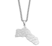 Generic Kurdistan Silver Plated Map Pendant Necklace with 60cm chain Size 5cm x 3cm Kurdish Kurds