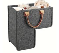 Generic L-Shape Stair Basket Organizer, Foldable Step Basket, Grey, Felt & PU Leather, Modern/Contemporary, 25x25x42cm