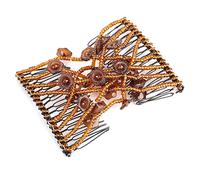 Generic Ladies Beads Hair Comb Stylish Double Slide Clip, Adjustable for All Hair Types, Create Beautiful Hairstyles Everyday (Coffee)