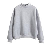 Generic Ladies Plus Size Fleece Longline Hoodie for Women Women Sweatshirt Casual Easy Solid Color Long-Sleeves Round Neck Blouse Grey XL