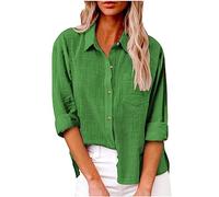 Generic Ladies Tops Long Sleeve 3/4 Sleeve Blouses Button Down T Shirt Lapel Neck Solid Dressy Tops Elegant Tunic T Shirts Business Casual Office Work Loose Blouse Ladies Autumn Tops Clearance