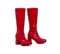 Generic Ladies Womens Fancy Dress Party Go Go Boots 60s and 70s Retro Knee High Zip closure Size 3-12 (Red Patent,12)