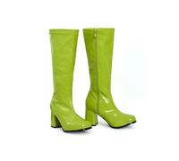 Generic Ladies Womens Fancy Dress Party Go Go Boots 60s and 70s Retro Knee High Zip closure Size 3-12 (Lime Green, 5)