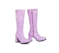 Generic Ladies Womens Fancy Dress Party Go Go Boots 60s and 70s Retro Knee High Zip closure Size 3-12 (Pink Patent, 6)